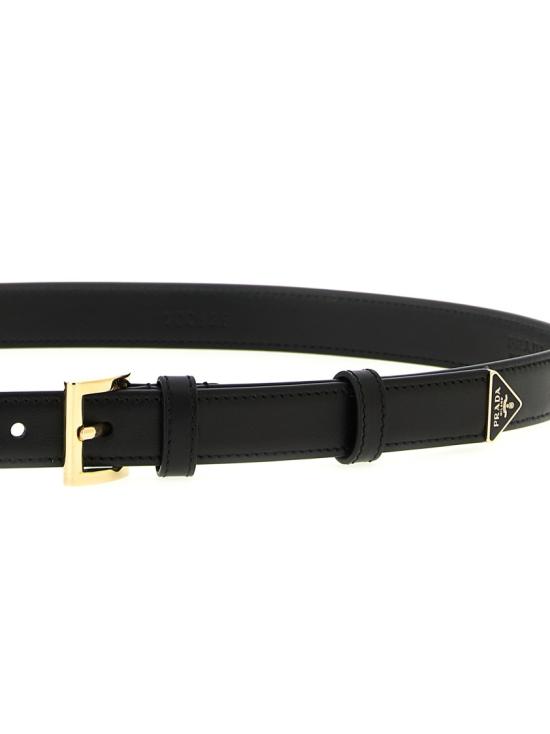 26SS 프라다 트라이앵글 로고 레더 벨트 1CC6258NQF0632 Black - PRADA