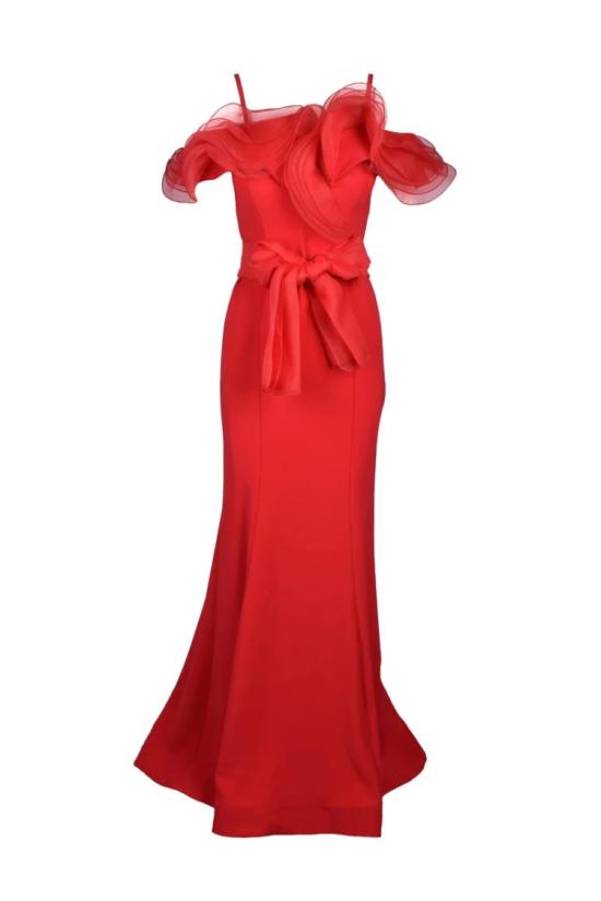 25SS Loren Luxury 롱 원피스 긴 머메이드 드레스 - 빨간색