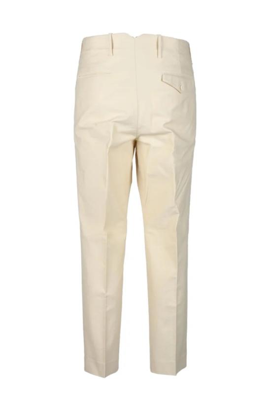  힌더스트리 팬츠 미드라이즈 허리선의 맞춤형 베이지색 바지 - HINDUSTRIE