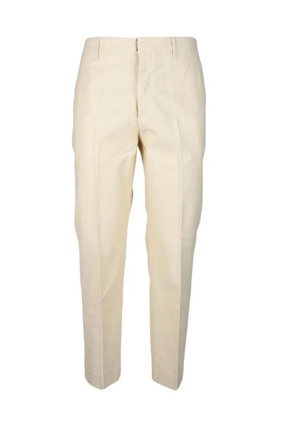  힌더스트리 팬츠 미드라이즈 허리선의 맞춤형 베이지색 바지