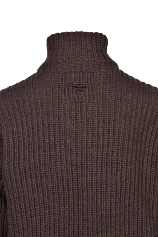  엠포리오 아르마니 터틀넥 니트 브라운 지퍼 가디건 - EMPORIO ARMANI