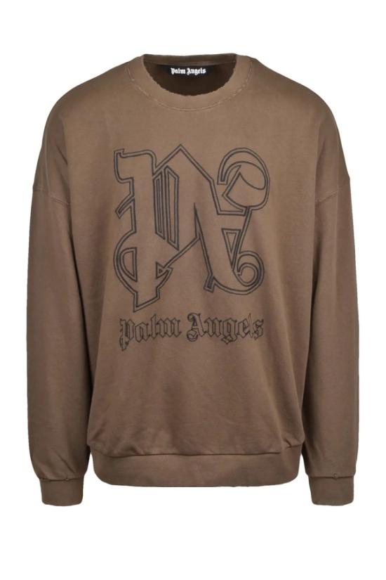  팜앤젤스 탑 오버사이즈 크루넥 스웨트셔츠 - 카키색