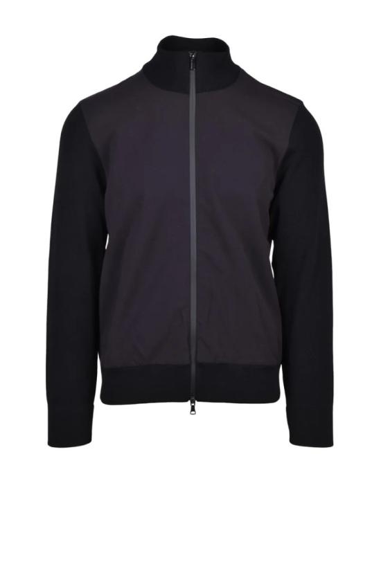  폴앤샤크 집업 니트 지퍼형 모크넥 가디건 - 블랙