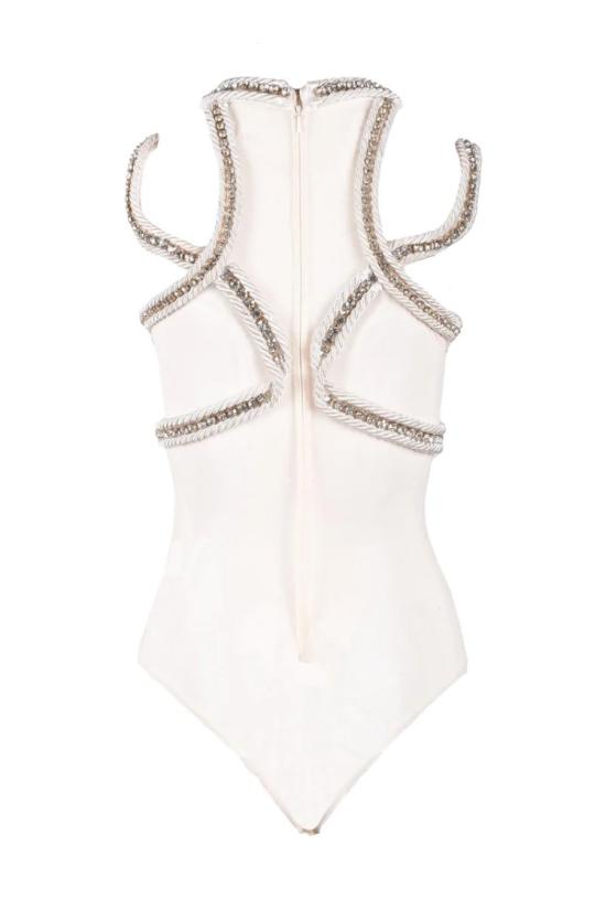  엘리자베타프랜치 민소매 티셔츠 바디 화이트 폴리아미드 엘라스테인 - ELISABETTA FRANCHI