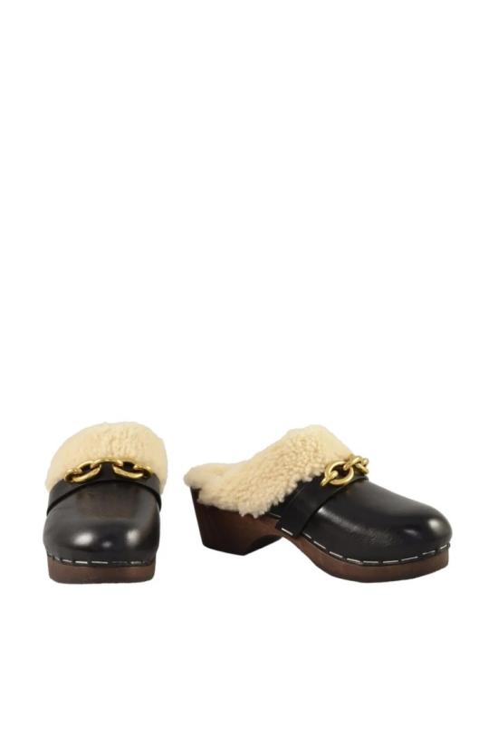  생로랑 뮬/슬리퍼 가죽 뮬 - 블랙 - SAINT LAURENT