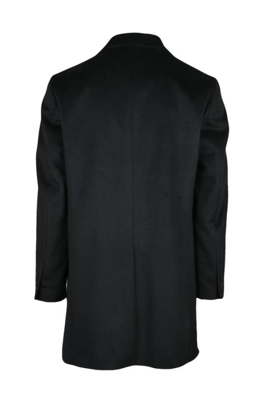  Premier Homme 코트 노치드 라펠이 있는 구조적인 블랙 코트 - PREMIER HOMME