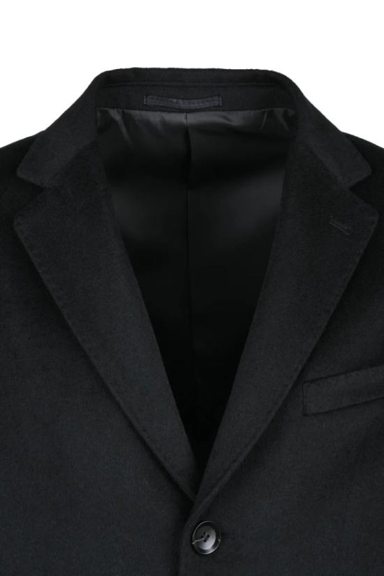  Premier Homme 코트 노치드 라펠이 있는 구조적인 블랙 코트 - PREMIER HOMME