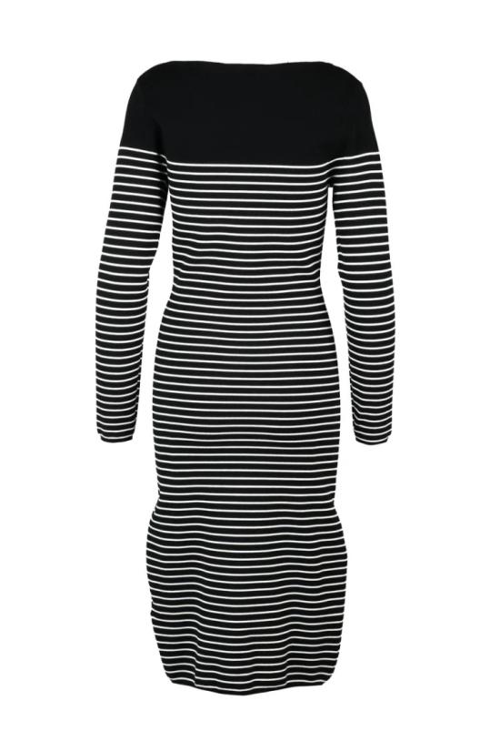 25SS 막스마라 미디 원피스 플리퍼 니트 드레스 - 블랙/화이트 - MAX MARA