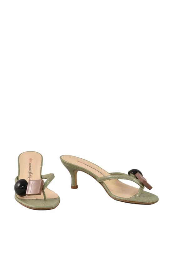 Dove Nuotano Gli Squali 뮬/슬리퍼 올리브 그린 가죽 슬리퍼 - OTHER BRANDS