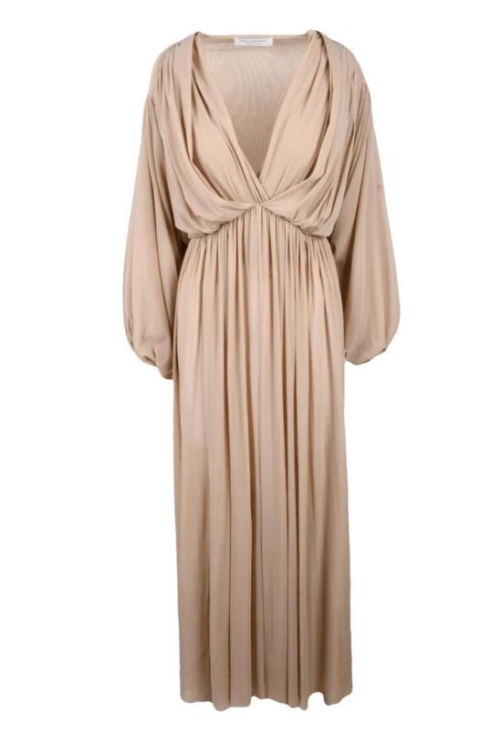 25SS 필로소피 롱 원피스 신축성 있는 튤 드레스 - 베이지