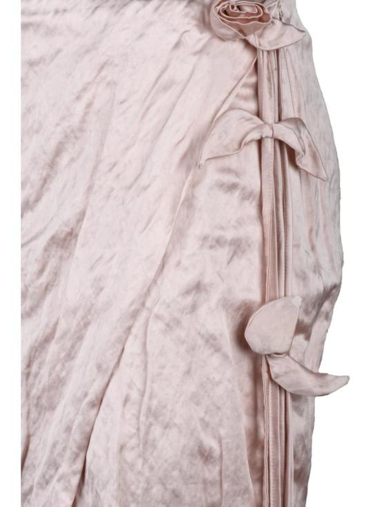 25SS 블루마린 롱 스커트 주름진 질감의 새틴 미디 - BLUMARINE