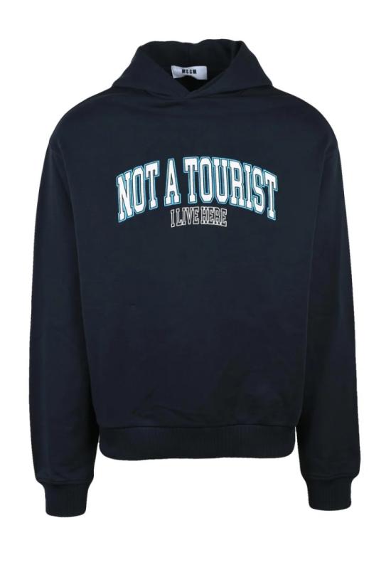 25SS 엠에스지엠 탑 대학생 스타일 프린트가 있는 크롭 코튼 후드티