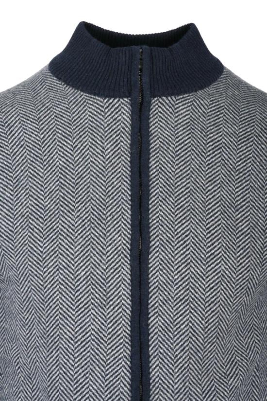  루이지 보렐리 집업 니트 지퍼 가디건 - 블루 - LUIGI BORRELLI