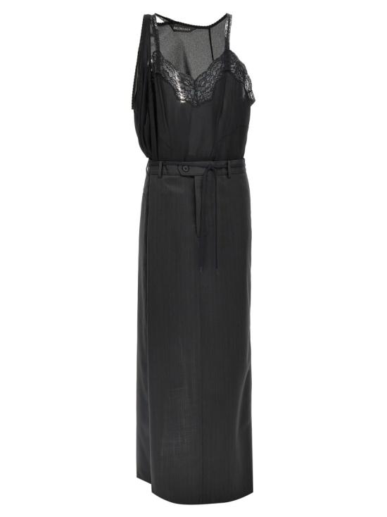 25SS 발렌시아가 롱 원피스 814348TLO321000 Black