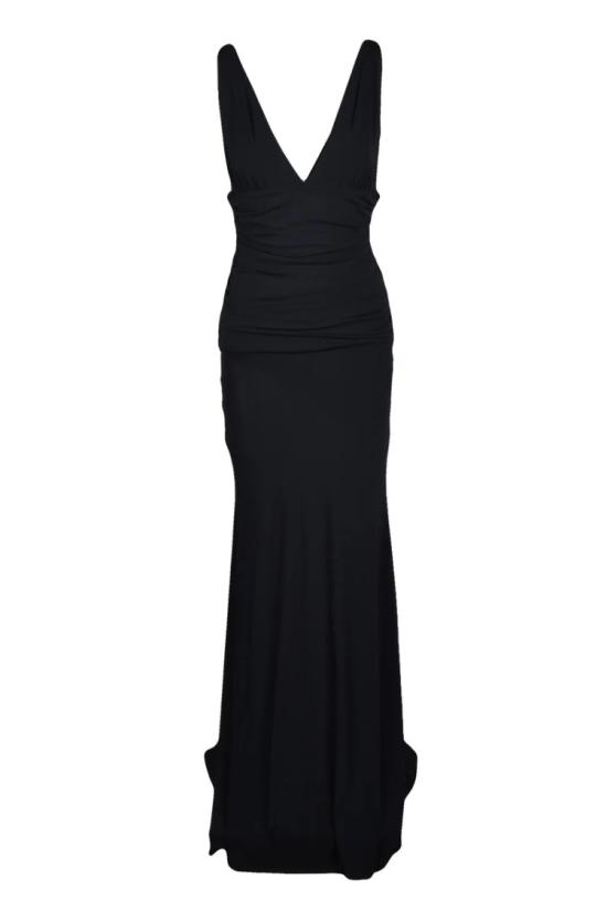 25SS 아니예 바이 롱 원피스 긴 주름 장식 저지 드레스 - 블랙