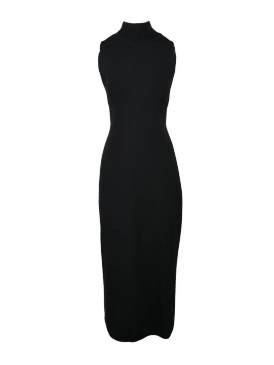 25SS 스포트막스 롱 원피스 니트 드레스 - 블랙