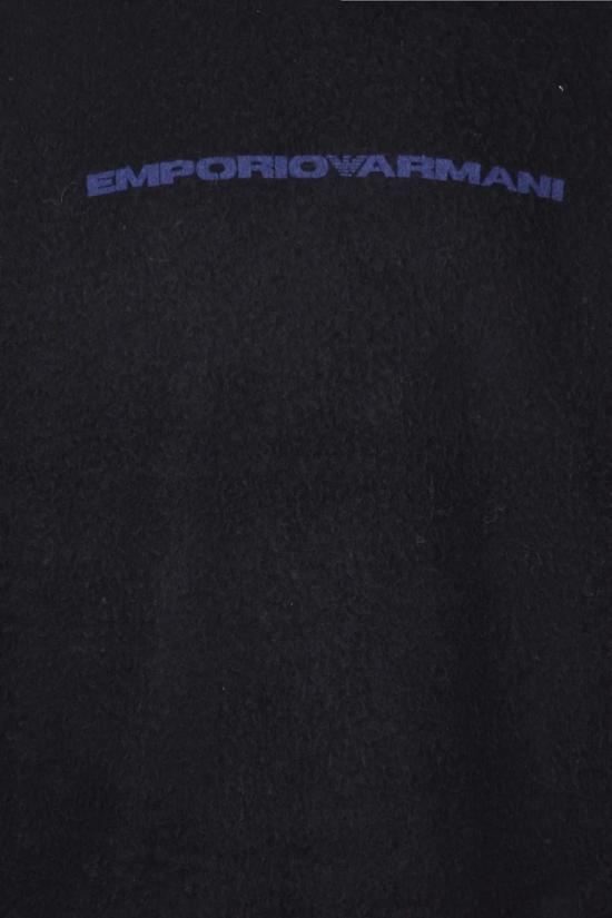  엠포리오 아르마니 긴팔 티셔츠 검정색 울 크루넥 스웨트셔츠 - EMPORIO ARMANI