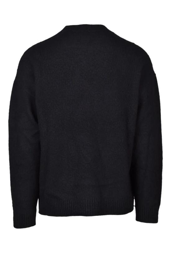  엠포리오 아르마니 긴팔 티셔츠 검정색 울 크루넥 스웨트셔츠 - EMPORIO ARMANI