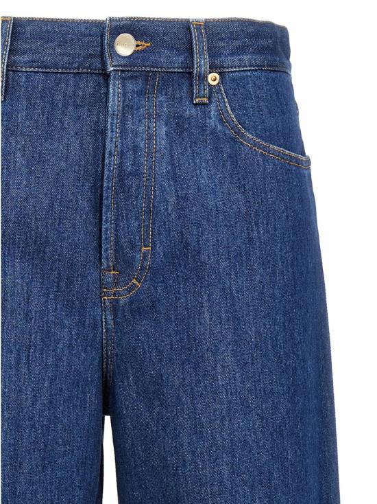 25SS 구찌 백 로고 패치 와이드 데님 팬츠 816971XDC5F4100 Green - GUCCI