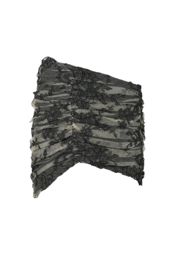  더 마네이 숏 스커트 실크 소재의 질감 있는 주름