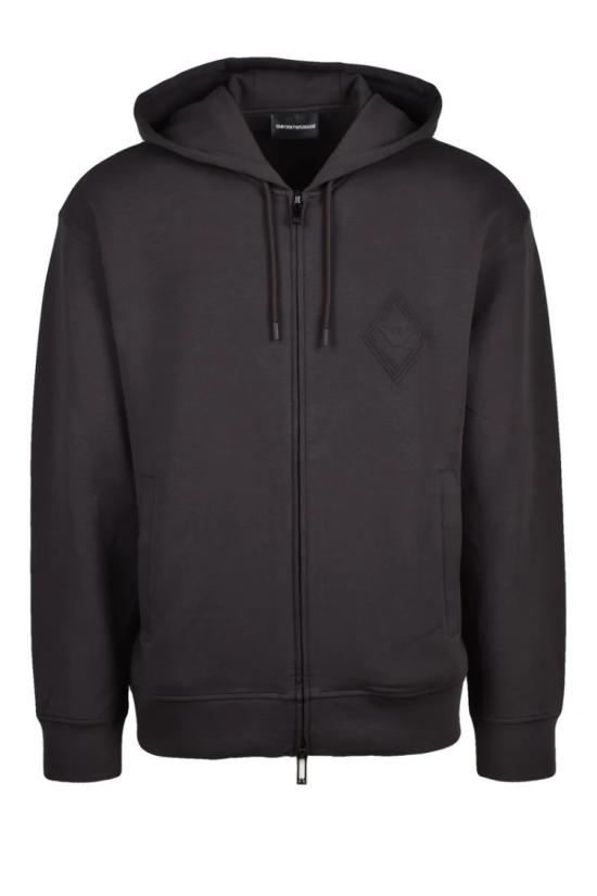 25SS 엠포리오 아르마니 탑 지퍼 후드티 (면 스판 소재) - 회색