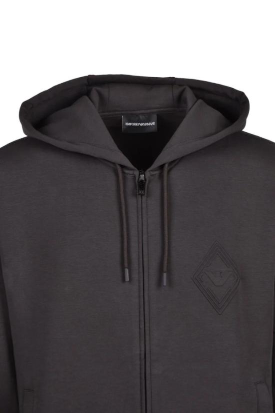 25SS 엠포리오 아르마니 탑 지퍼 후드티 (면 스판 소재) - 회색 - EMPORIO ARMANI