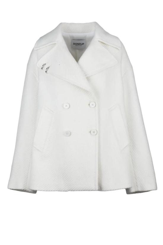  돈답 코트 클래식 라펠이 있는 더블 브레스트 화이트