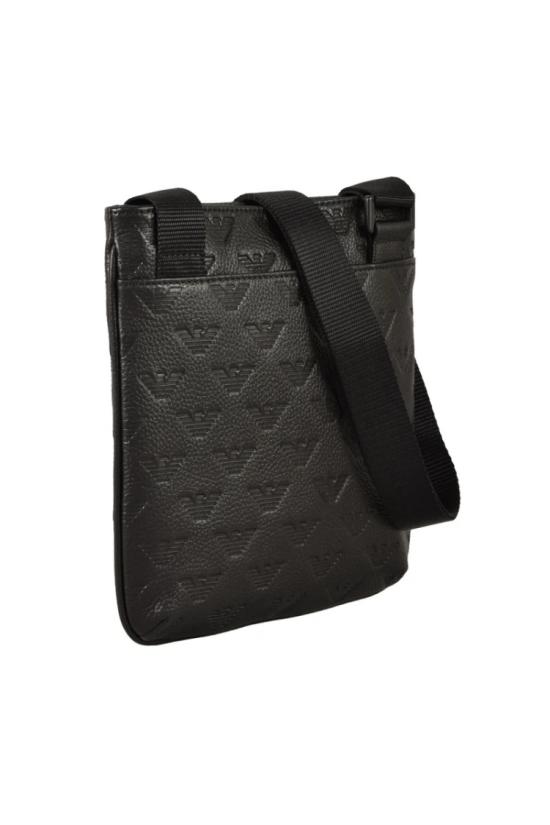  엠포리오 아르마니 크로스백 플랫 크로스바디 백 (가죽) - 블랙 - EMPORIO ARMANI