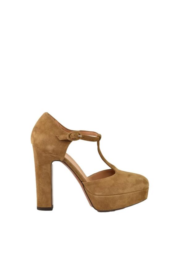  릴랙 샌들 가죽 구두 - 베이지색