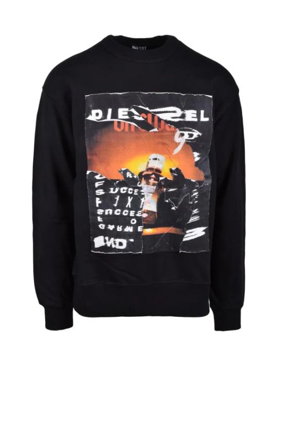  디젤 탑 크루넥 스웨트셔츠 - 블랙