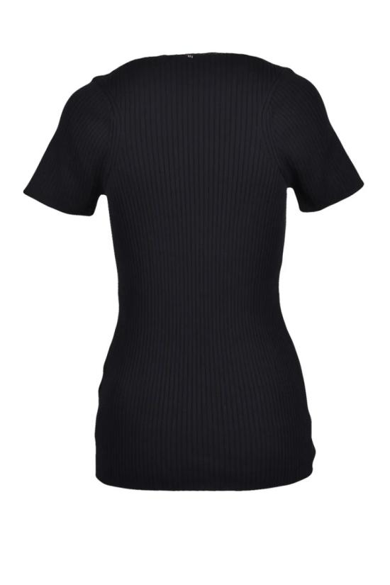 25SS 스포트막스 반팔 티셔츠 골지 니트 상의 - 블랙 - SPORTMAX