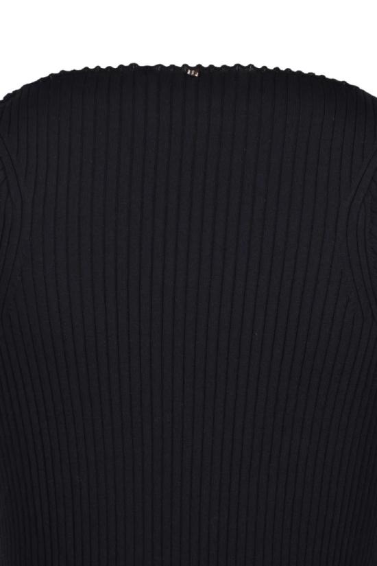 25SS 스포트막스 반팔 티셔츠 골지 니트 상의 - 블랙 - SPORTMAX