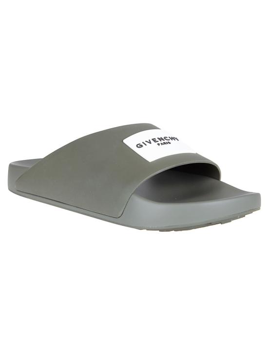 26SS 지방시 러버 라벨 슬라이드 뮬 BH302MH1XL305 Grey - GIVENCHY