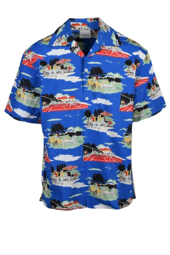 25SS 드롤드무슈 반팔 셔츠 면  - 파란색