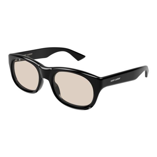  생로랑 선글라스 광택 있는 블랙 아세테이트 , 부드러운 베이지 렌즈 - SAINT LAURENT