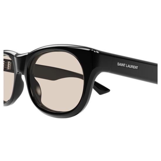  생로랑 선글라스 광택 있는 블랙 아세테이트 , 부드러운 베이지 렌즈 - SAINT LAURENT