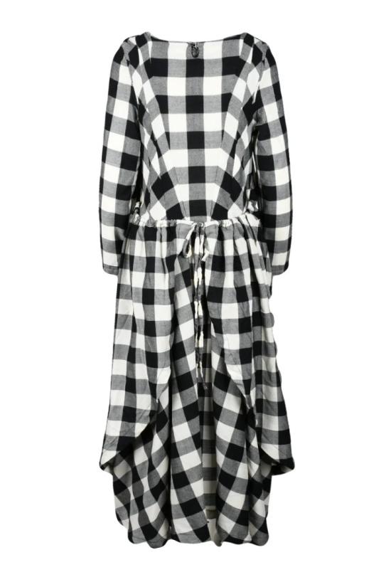  Ricorrrobe 롱 원피스 끈으로 묶는 긴 울 드레스 - 화이트/블랙 - OTHER BRANDS