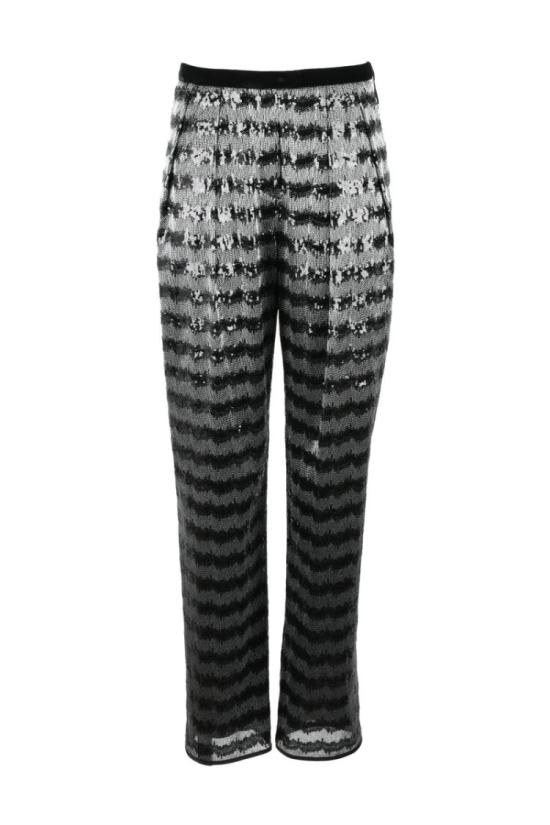  엠포리오 아르마니 팔라초 팬츠 하이웨이스트 스팽글  - 실버/블랙 - EMPORIO ARMANI