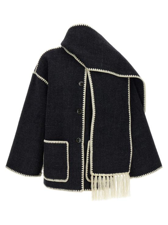 26SS 토템 자수 스카프 자켓 244WRO918FB0292083 Black - TOTEME