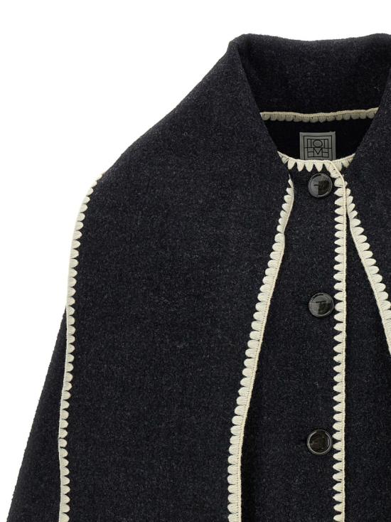 26SS 토템 자수 스카프 자켓 244WRO918FB0292083 Black - TOTEME