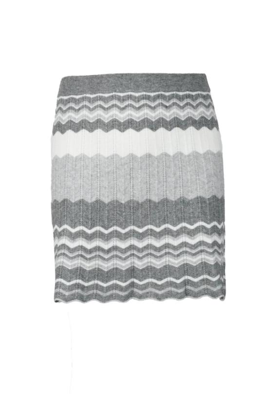  Rocco Ragni 미디 스커트 가로 지그재그 스트라이프 니트 미니