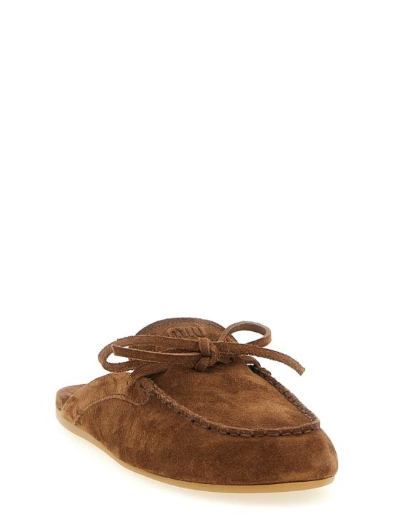 26SS 미우미우 스웨이드 덱 뮬 5R604EF005054F0324 Brown - MIU MIU