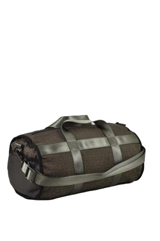  디젤 캐리어 질감이 있는 회색 원통형 가방 - DIESEL