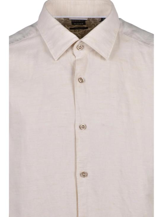 25SS 보스 긴팔 셔츠 면/린넨 소재의 캐주얼  - 화이트 - BOSS