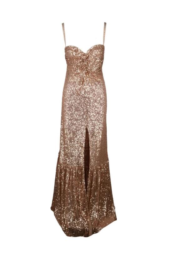 25SS Red Carpet E. Franchi 롱 원피스 핑크 스팽글 맥시 드레스