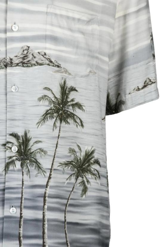  셀린느 반팔 셔츠 비스코스 하와이  - 회색 - CELINE