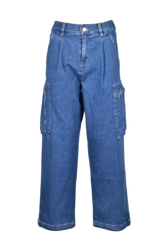  주카 데님 카고 진 - 블루