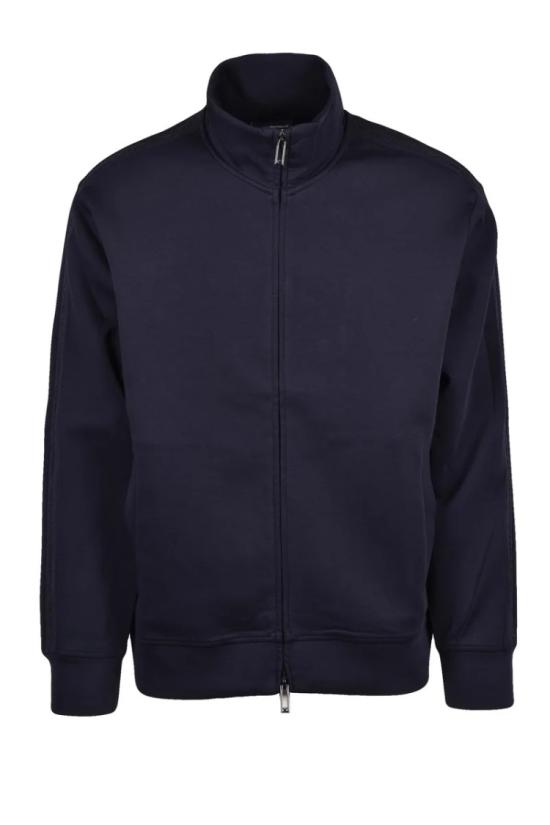  엠포리오 아르마니 탑 지퍼 스웨트셔츠, 면 폴리에스터 스트레치 소재 - 블루