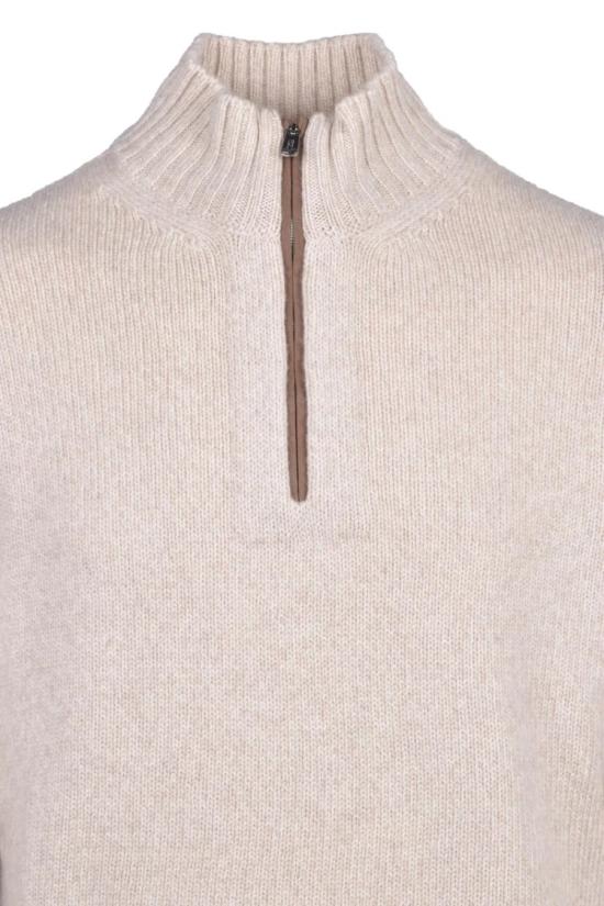  페델리 집업 니트 목폴라 지퍼 스웨터 - 베이지 - FEDELI