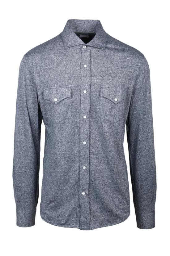 25SS 브루넬로 쿠치넬리 긴팔 셔츠 니트  - 블루